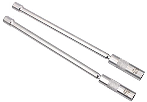 CCLIFE 2tlg Magnet Zündkerzenschlüssel 3/8' Zündkerzen Glühkerzen Gelenk Schlüssel Einsatz Werkzeug SW 14mm 16mm Extra Lang 310mm