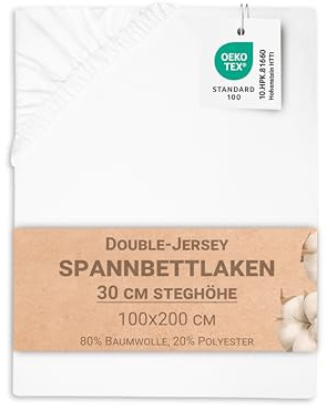 ZOLLNER Spannbettlaken in 100x200 cm - mit eingearbeitetem Gummibund - Mischgewebe - waschbar bis 95°C - Hotelqualität - Oeko Tex® Zertifiziert