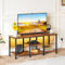 Dripex TV Schrank Lowboard mit LED Beleuchtung und Steckdosen 120 cm, für Fernseher bis zu 55 Zoll Fernsehtisch, 3 AC-Anschlüsse, 2 USB-Anschlüssen, Retrobraun