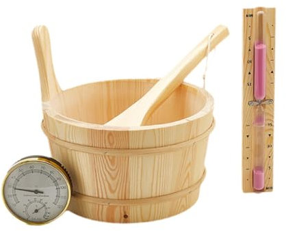 FLCPJGV Seau et Louche de Sauna En Bois, Accessoires de Salle de Bains Portables