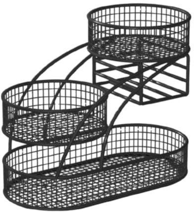 SiaBiced de 3 niveles, frutero, soporte para frutero, de alambre de hierro, multiusos, para encimera, verduras, Caja de Pañuelos Negra