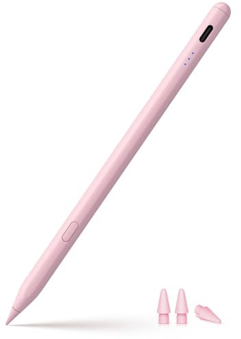 Stylet pour Apple iPad 2018-2024, Stylet de Recharge Rapide avec Rejet de Paume, Détection d'Inclinaison. Compatible iPad 10/9/8/7/6, iPad Mini 7/6/5, iPad Air M2/5/4/3, iPad Pro M4 13/12,9''/11''