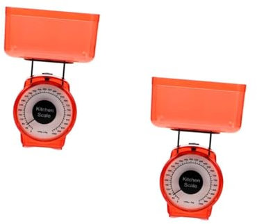 Alipis 2 Piezas Balanza De Cocina Escala De Hornear Horneando Mecánico Báscula De Cocina Peso Báscula Portátil Pequeña Escala Para Hornear Gramo Alimento Pesar El Plastico Orange