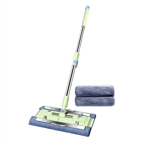 Mocio piatto con manico in acciaio inossidabile e panno in microfibra, mocio telescopico per pavimenti piatti bagnati e asciutti, panni usa e getta, non richiede lavaggio, per cucina di casa e tutte