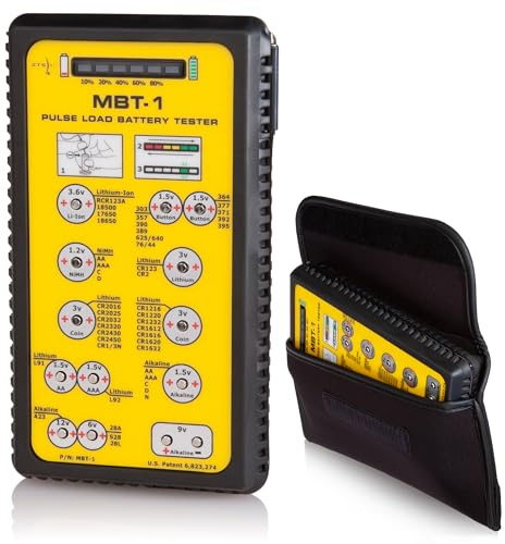 ZTS MBT-1 Multi Battery Tester with Carry Case & LED Display, Universal Battery Tester for AAA AA C D 9V N 1.5V, Button Cell & Lithium, Accurate Pulse Load Testing, USA Made