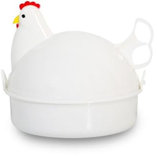 Cocedor de Huevos Microondas,Hervidor y Escalfador de Huevos con Forma de Pollo para 4 Huevo,Alternativa Eléctrica para Huevo Duros,Semiduros y Blandos Perfectos,Vaporera de Cocina