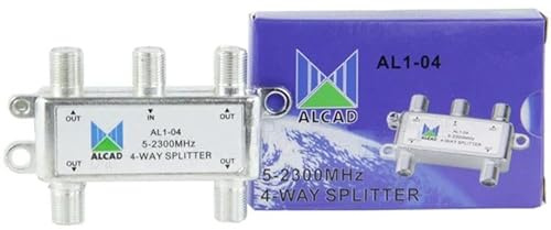 Splitter Antenna TV e Satellitare Alcad AL1-04 4 Uscite 5–2300MHz – Divisore di Segnale Coassiale per Impianti SAT e TV 4 – Uscite – 5-2300MHz
