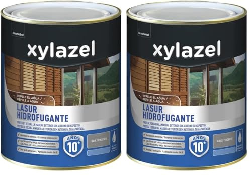 Xylazel Lasur Protector Hidrofugante Satinado Gris 750 ml (Paquete de 2)