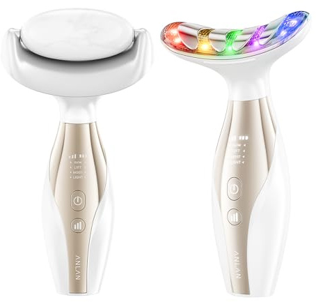 ANLAN Face Massager, Facial Lifting Device with 3 Modes 45°C Heat, 3 Colors LED Face Sculptor Anti-Wrinkle, EMS Facial Massage for SkinTightening & Neck Lift Face Sculpting Firming for Women