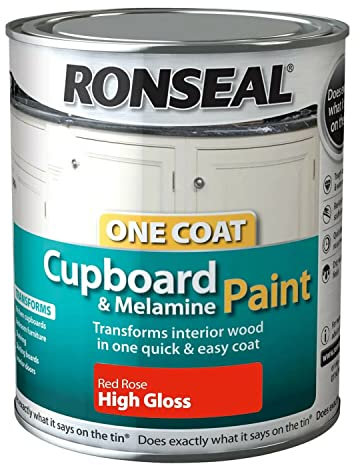 Ronseal One Coat Cupboard & MDF Paint Red Rose 250ml