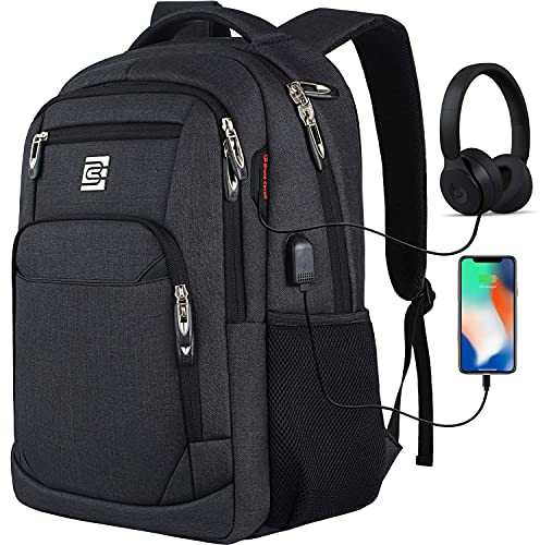 marcello Laptop Backpack with USB Charging&Headphone Port,Anti-Theft Business Backpack with Breathable Padded Shoulder Strap,Water Resistant Computer Rucksack for School/Work/Travel