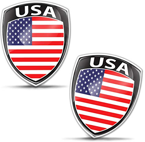 Biomar Labs® 2 x 3D Silicone Adesivi Resinati Bandiera Nazionale USA United States Stati Uniti America Emblema per Auto Moto Finestrìno Scooter Bici Motociclo Tuning F 157