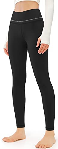 JOYSPELS Womens Thermal Fleece Lined Leggings, Warm High Waisted Gym Winter Leggings, Winter Yoga Pants for Women with Pockets UK - Black - XL