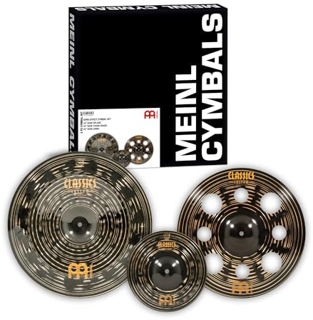 Meinl Cymbals Classics Custom Dark Beckenset - Mit Splash, Trash Crash und China Schlagzeug Becken - B12 Bronze, Dunkles Finish (‎CCD101618)