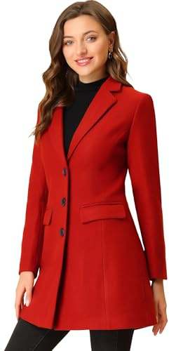 Allegra K Día de San Patricio Abrigo De Invierno Con Solapa Con Muesca De Un Solo Pecho Para Mujer Rojo S