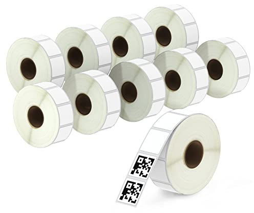 BETCKEY - 25mm x 25mm(1 in x 1 in) Perforées Étiquettes Thermiques Carrées à Code QR Compatible avec les imprimantes Zebra et autres [10 Rouleaux/13800 Étiquettes]