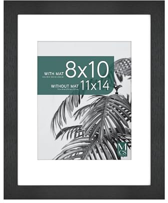 MCS Studio Gallery 11x14 Poster Frame, Display Pictures 8x10 With Mat or 11x14 Without Mat, Vertical & Horizontal Wall Hanging Large Picture Frame for Photos & Posters, Black (1-Pack)