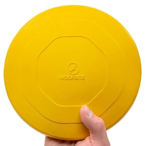 WoofBite Indestructible Dog Disc - Lifetime Replacement - Medium & Large Breed - Ultra Durable for Aggressive Chewers - Tough & Strong, Heavy Duty Natural Rubber Toy - Fetch, Tug, & Chew - 8in