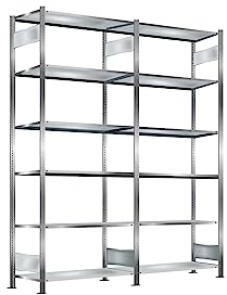 Oswald Transportgeräte Steckregal, verzinkt, Breite 2 m, Höhe 2,5 m, Tiefe 0,6 m, 6 Böden, Fachlast 330 kg, einseitig