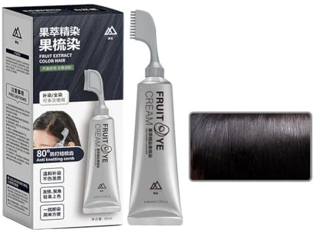 Crema de teñido de frutas negras, crema de tinte negro natural para el cabello, 80 ml, esencia de fruta, color negro, marrón, crema para el cabello