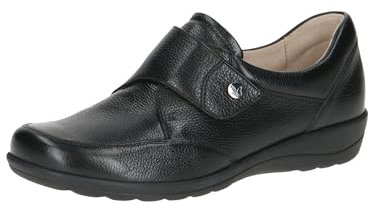 CAPRICE Comfort Damen Slipper aus Leder mit Klettverschluss, Schwarz (Black Nappa), 41 EU