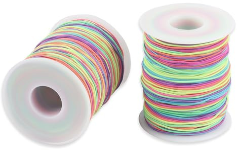 Xiaomoyu Cuerda Elástica, Hilo de Abalorios,Cuerda de Manualidades de Tela | Hilo Elástico Cuerda para Hacer Pulseras, Joyería, Collar - 1 mm, 100 m