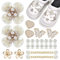 Crocs Charms Schuhanstecker Crocs Pins, 24 Stück Schuhanstecker Glitzer Abnehmbare Crocs Anstecker PVC Shoe Charms DIY Crocs Stecker Set Blume Perle Schmetterlings für Kinder Mädchen Frauen Erwachsene