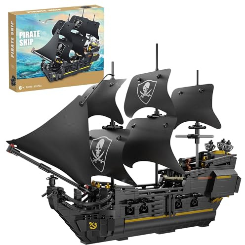 TYCOLE Nave Pirata Perla Nera Set Costruzione, 921 Pezzi Modello Barca Giocattolo - Regalo Creativo per Adulti, Bambini e Bambine 8 Anni, Decorazione Casa e Ufficio