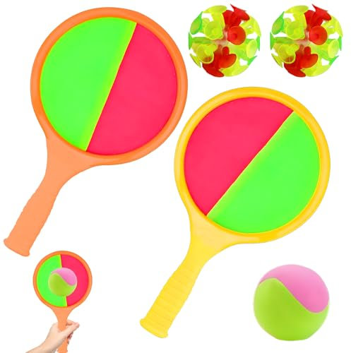 Klettballspiel für Kinder mit 2 Schlägern und 3 Bällen, Klettball Set mit, Outdoor-Ballspiele für Kinder, Spielzeug für Draußen, Klettball Strandspielzeug, Strandspiele für Garten, Strand & Indoor