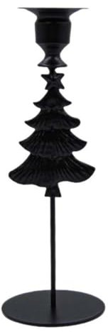 Romance - Portacandele a forma di albero di Natale, con piedi alti, colore: nero