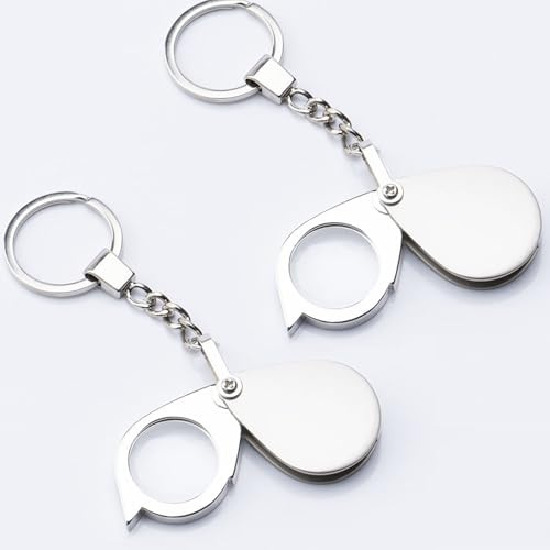 FAYAHAR 2 Piezas Lupa de Bolsillo, (20x e 5X) con Manojo de Llaves Lupa Portátil, Pequeña Mini Magnifying Glass Plegable, para Lectura, Periódicos, Trabajar