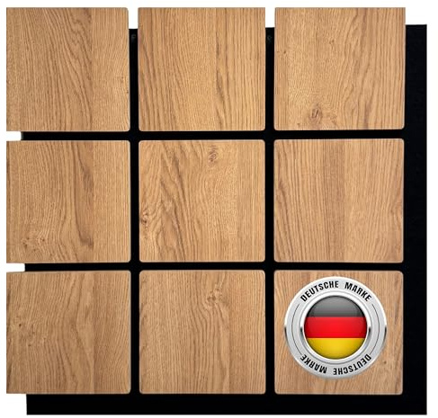 AS Country Stone® Akustikpaneele Holz | 60cm x 60cm | echtes Holz | Effektive Schalldämmung für Büro | Wandpaneele für mühelose Montage | Ideale Deko für Büros | Wandpaneele Akustikplatten