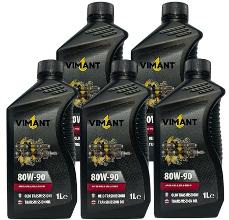 VIMANT Olio, Cambio, Trasmissioni, Ingranaggi, 80W-90, 5 Litri, 5 Flaconi da 1L, API GL-4/GL-5