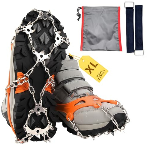 19 Dientes Tacos, Nieve Hielo Grips, Crampones Antideslizante, Clavos De Zapatos, Aplicable A Escalada Deportiva Al Aire Libre En Invierno, Camping MontañIsmo （XL