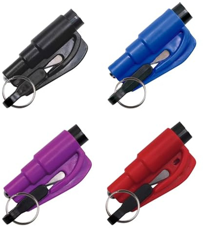KDRNXVAL 4 Pcs Car Emergency Escape Tool Set, Dual-Function Window Breaker & Seat Belt Cutter, Hardened Steel Tip, Fast Rescue Tool for All Vehicles, Land & Underwater Use