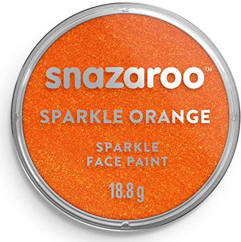 Snazaroo Halloween Sparkle Face and Body Paint for Kids and Adults, Sparkle Orange Colour, Water Based, Easily Washable, Makeup, Body Painting for Parties, for Ages 3+