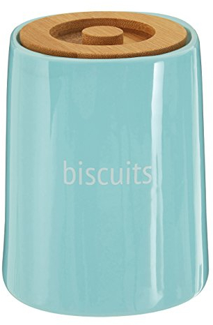 Premier Housewares Biscuit Ceramic Kitchen Storage Jars Blue Cookie Jars for Biscuits Canisters for The Kitchen Tea Coffee Sugar Tea Coffee and Sugar Canisters