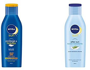 Nivea 50+ Leche Solar Hidratante + Nivea Loción After Sun, 400 ml