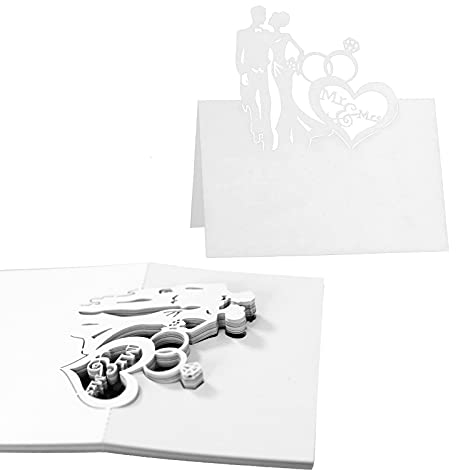 Segnaposto Matrimonio, 50 pezzi bianco matrimonio nome carta perlescente carta segnaposto, numero di posto vuoto carte per matrimoni, feste, banchetti