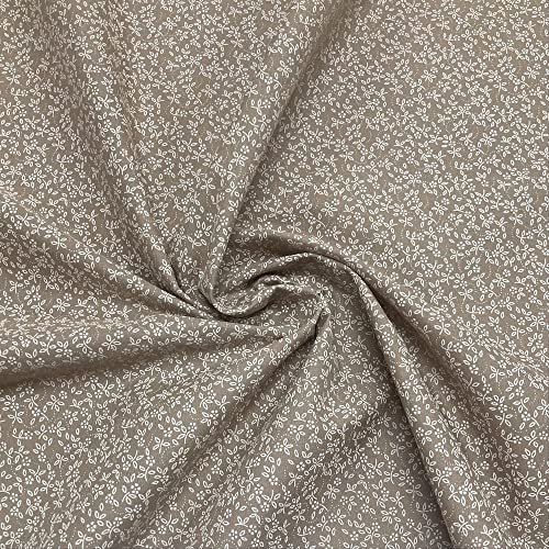 Ditsy Floral Polycotton Fabric (Per Metre) (Beige)