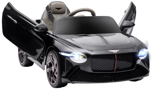 HOMCOM Voiture Électrique pour Enfant de 3 à 5 Ans 2 Moteurs 12V 25W Noir | 3-5 Km/h, Télécommande 2,4G, MP3, Klaxon, 2 Phares et 2 Feux Arrière, Roues Suspendues, 2 Portes Ouvrables, Bentley Bacalar