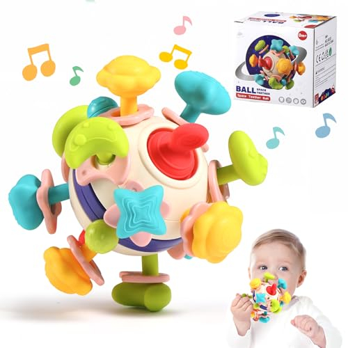Oderra Jouet Eveil Bebe Dentition Pour Bébés, Jouet Bebe 1 an Jeux Montessori Bebe eveil 0-6 Mois, Jeux Bebe Hochet Sensorielle 0-12 Mois Filles Garçons