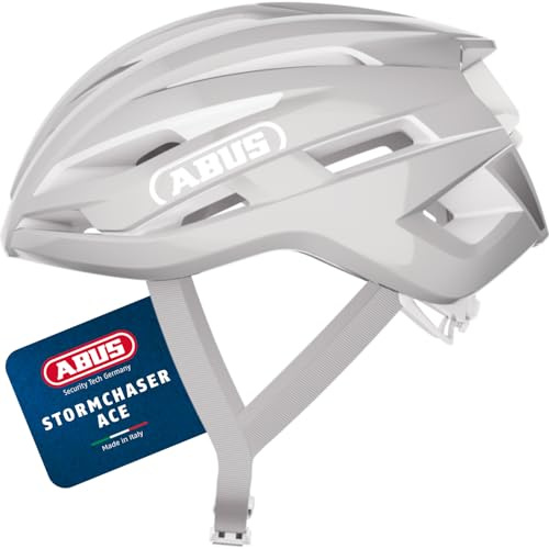 ABUS Rennradhelm StormChaser ACE - Leichter Fahrradhelm für Radrennen, Gravelbike-Touren und Cyclocross - für Damen und Herren - Größe L, Pure Grey