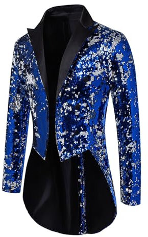 Herren Fleecepullover Warm Tuxedo Suit Jacket Sportbekleidung (Blue, XXL)