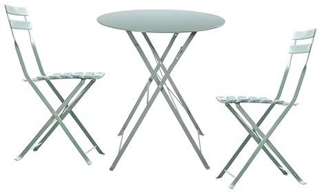 Bistro-Set für die Terrasse im Innen- und Außenbereich, klappbare Gartenmöbel-Sets aus Eisen, 1 Tisch und 2 Stühle für Balkon, Poolrand, Hinterhof, Veranda, Grün - 1 Tisch + 2 Stüh