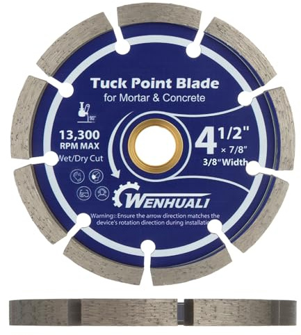 WENHUALI 4.5 Diamond Tuck Point Blade for Grinding, 3/8 Thickness – Premium Diamond Blade for Mortar Joint Removal, Concrete & Brick Grout Repair, 7/8 Arbor, Fast Clean Cutting