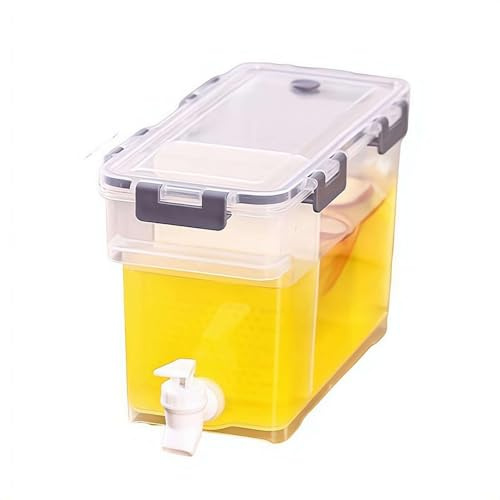 Drink Dispenser with Tap for Fridge, 3.5l Plastic Beverage Dispenser with Spigot. Milk,Lemonade,iced Tea,Juice Container Cold Water Kettle WithLid, Filter Drink for Parties,dairly,Camping (Grey)