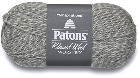 Patons Classic Wool Yarn, 3.5oz, Gauge 4 Medium, 100% Wool Light Grey Marl - For Crochet, Knitting & Crafting
