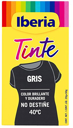 Iberia - Tinte Gris para ropa, 40°C, 70 gr (214113)