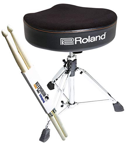 Roland RDT-S - Taburete para batería con asiento y baquetas Keepdrum (1 par)